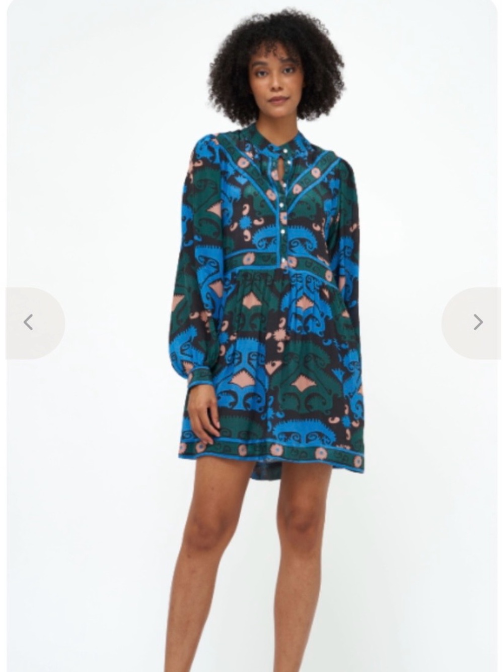 OLIPHANT Uzbek Shirt Mini Dress Blue Size SMALL